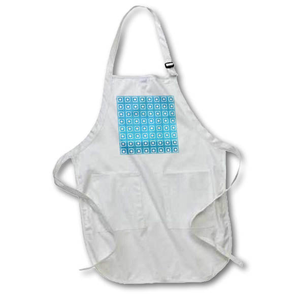 Apron - Modern Aqua and White Square Geometric Pattern Patterns
