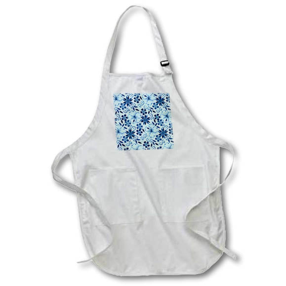 Apron - Pretty Blue Tropical Floral Pattern Patterns