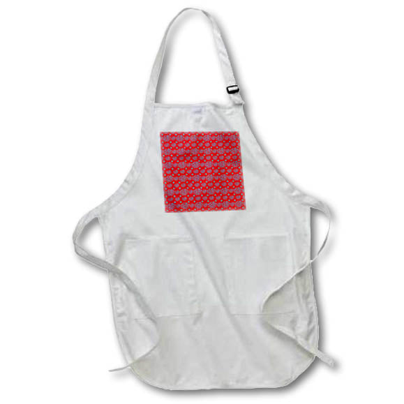 Apron - Cute Bright Red and Blue Scribble Flowers Pattern Patterns