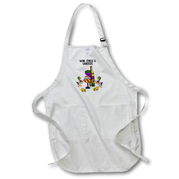 Apron - Funny Wine Cheese and Quackers Pun with Ducks Cartoon Funny