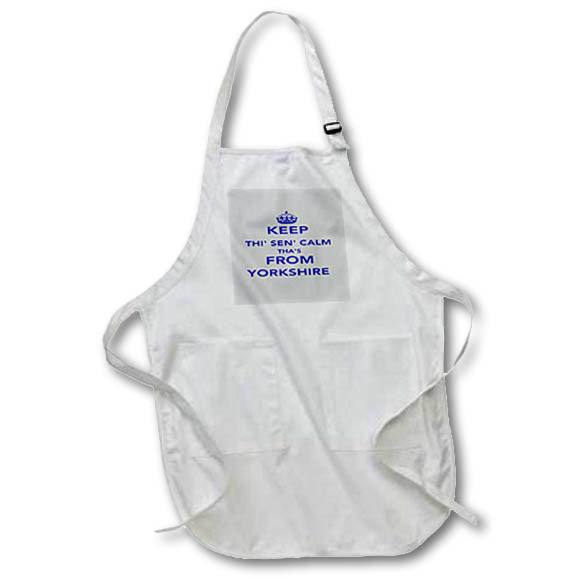Apron - Keep Thi Sen Calm Thas From Yorkshire Blue Text on Grey Typography - Yorkshire Humor