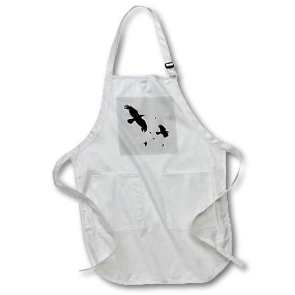 Apron - Crows or Ravens In Flight Minimalist Silhouette Vector Art - Crows