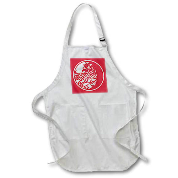 Apron - Tiger Silhouette In White Tribal Tattoo Style Vector Art Vector - Tiger