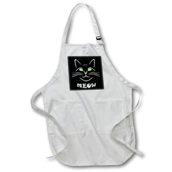 Apron - Cute Cat Face White Line Art Meow Quote Cat Designs