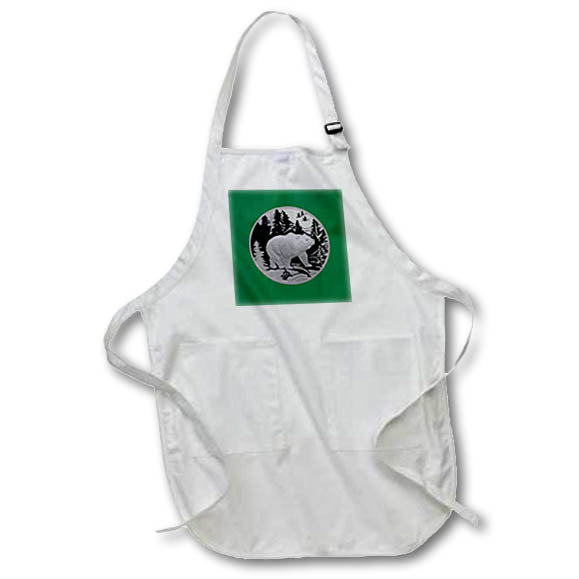 Apron - Bear Strolling In Snow Through Pine Forest Vector Art - Bear