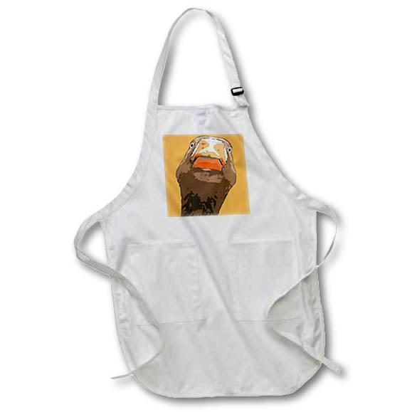 Apron - Brown Duck With Geeky Expressive Face Cartoon Style Vector Art - Duck
