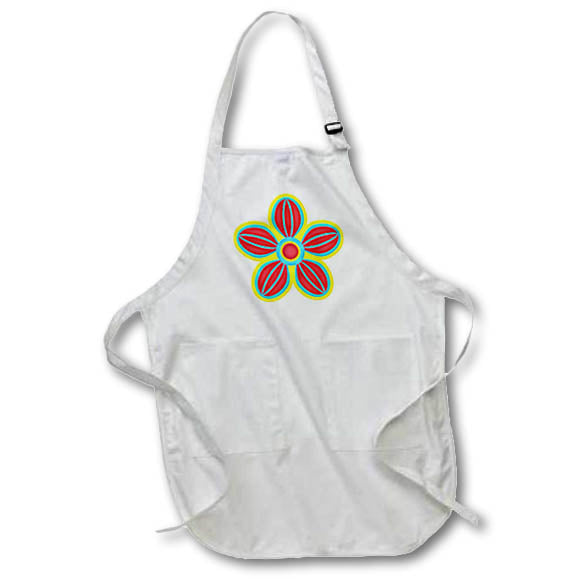 Apron - Modern Red, Light Blue, and Yellow Circle Flower Illustration Illustrations