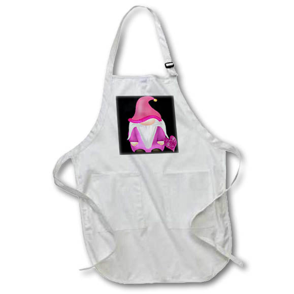 Apron - Cute Pink and Purple Heart Gnome Illustration Illustrations