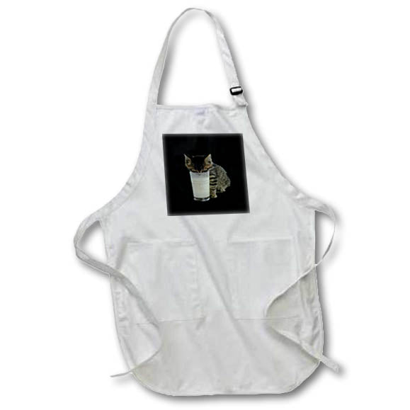 Apron - Cat Burglar Stealing Milk From A Glass Vector Art - Tabby Cat