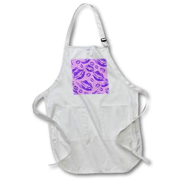 Apron - Two Kisses Collided Luscious Lilac Colored Lips Pattern Pattern - Lipstick Kisses