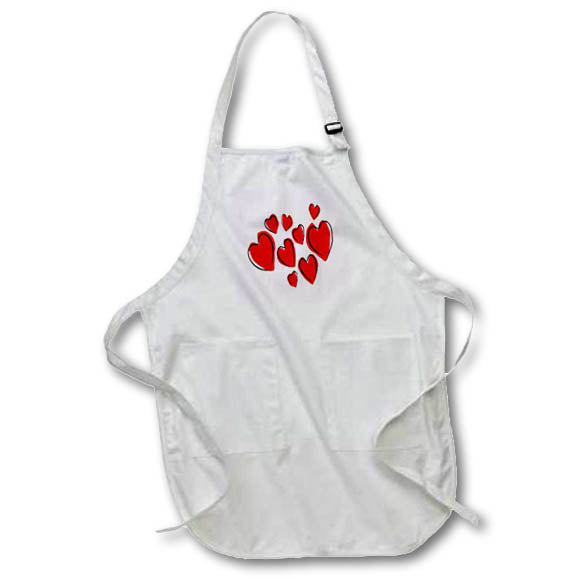 Apron - Cute Hearts Hand Drawn Red Romantic Doodle Pattern - Heart Pattern