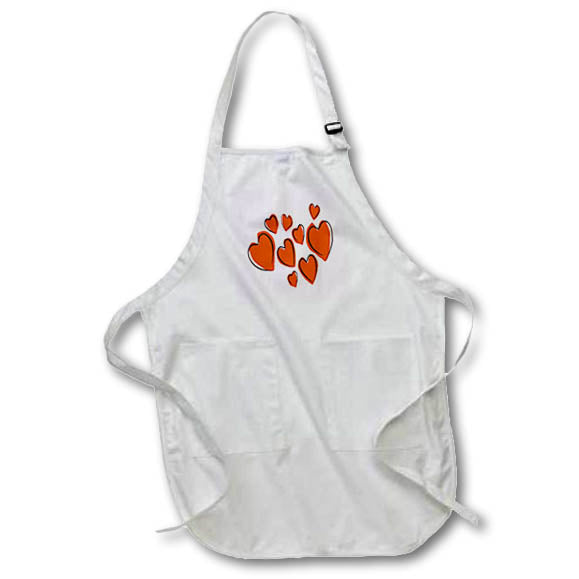 Apron - Cute Hearts Hand Drawn Orange Romantic Doodle Pattern - Heart Pattern
