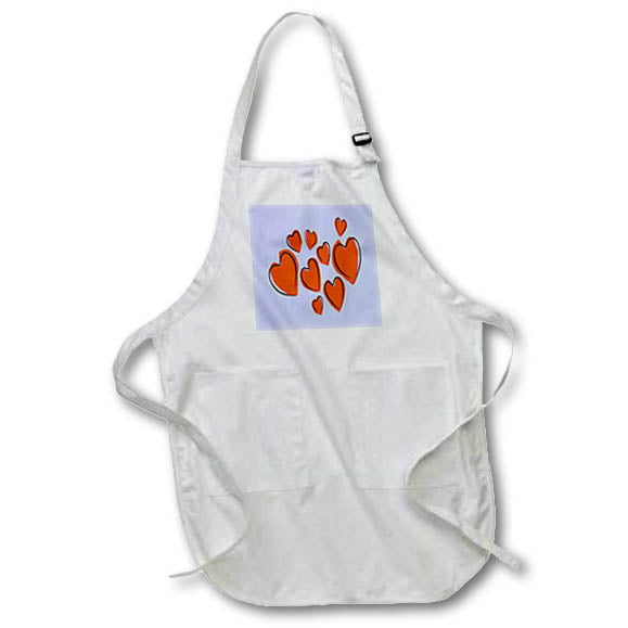 Apron - Cute Hearts Hand Drawn Orange Romantic Doodle Pattern - Heart Pattern
