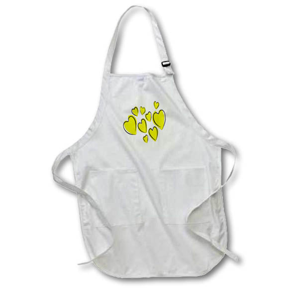 Apron - Cute Hearts Hand Drawn Bold Yellow Romantic Doodle Pattern - Heart Pattern