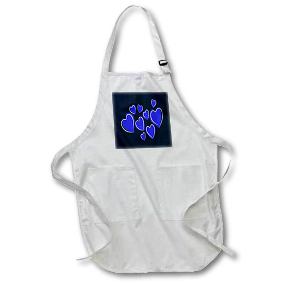 Apron - Cute Hearts Hand Drawn Bold Blue Romantic Doodle Pattern - Heart Pattern