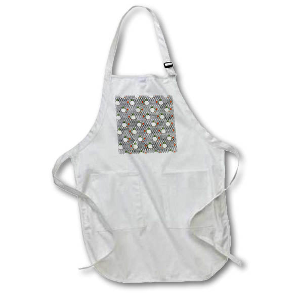 Apron - Contemporary Beige and Orange Flowers On Black and White Diamonds Patterns