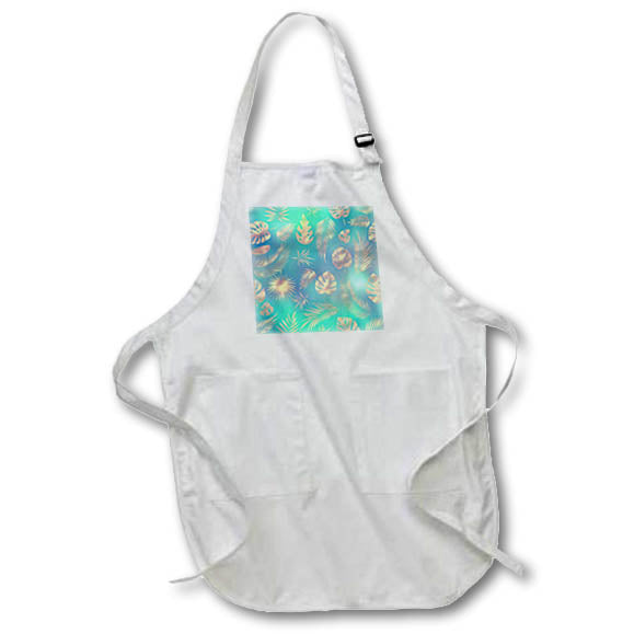 Apron - Pretty Mint Green and Image Of Gold Tropical Leaf Pattern Patterns
