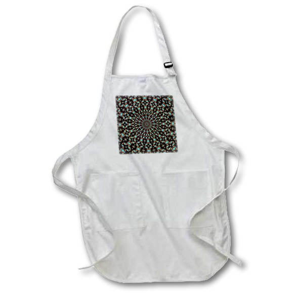Apron - Radial Pattern In Brown Teal and Red Digital Art - Art Deco Radial Pattern