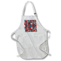 Apron - Rectangles Red and White Geo Abstract On Blue Digital Art - Symmetrical Pattern