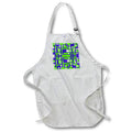 Apron - Rectangles Blue White Geo Abstract On Lime Green Digital Art - Symmetrical Pattern