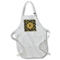 Apron - Image of Arshaka Initial K, Round Frame, Leaf Design, Gold on Black Initial Design