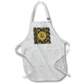 Apron - Image of Arshaka Initial L, Round Frame, Leaf Design, Gold on Black Initial Design