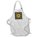 Apron - Image of Arshaka Initial W , Round Frame, Leaf Design, Gold on Black Initial Design