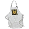 Apron - Image of Arshaka Initial Y, Round Frame, Leaf Design, Gold on Black Initial Design