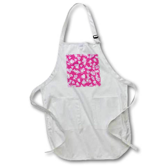 Apron - Pink and White Twist Bottom Hearts Pattern Patterns