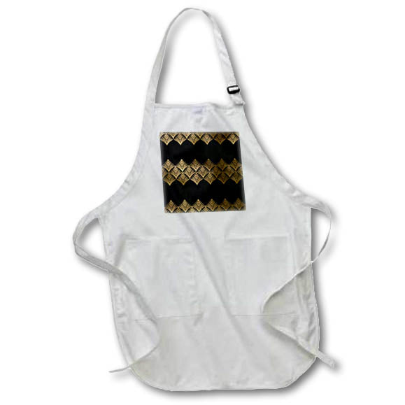 Apron - Pretty Black and Image of Gold Leaf Rows Pattern Patterns