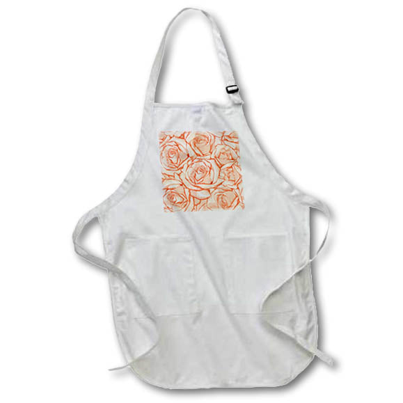 Apron - Large Coral Orange Roses Pattern Patterns
