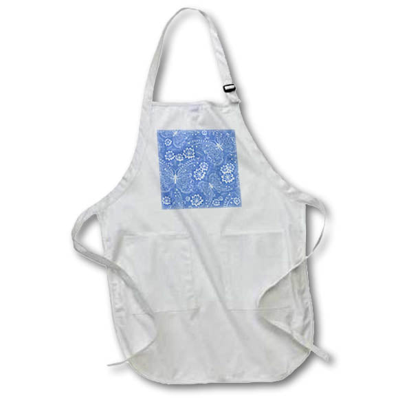 Apron - Pretty Cornflower Blue Filigree Butterfly and Floral Pattern Patterns