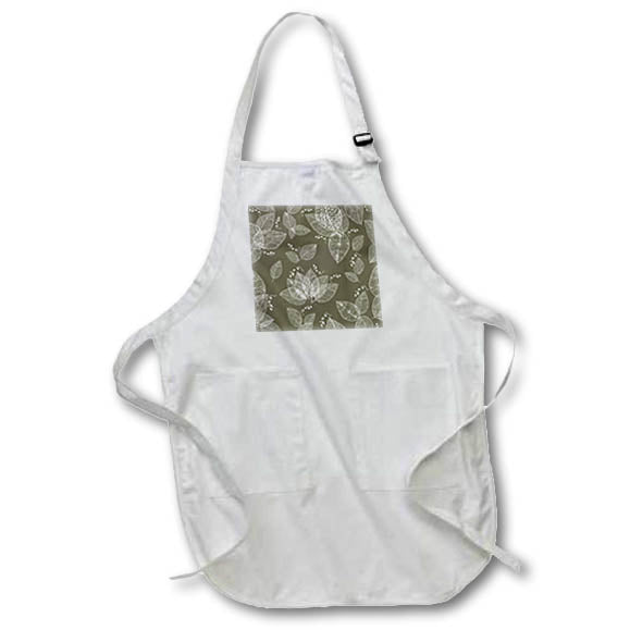 Apron - Dark Green and White Skeleton Leaf Pattern Patterns