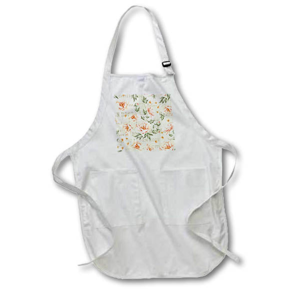 Apron - Pretty Peach Floral With Script Writing Collage Pattern Patterns