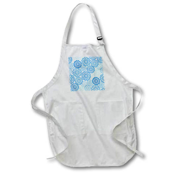 Apron - Contemporary Blue and White Mum Flower Pattern Patterns