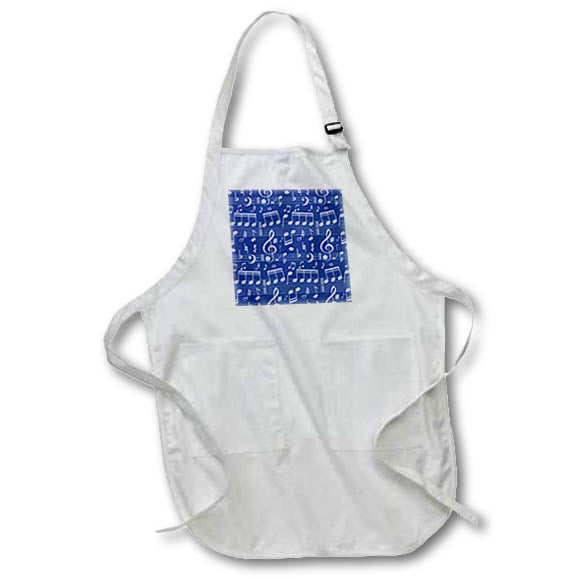 Apron - Blue and White Musical Notes Pattern Patterns