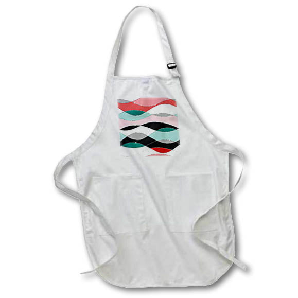 Apron - Red Green Black White Wavy Pattern Patterns