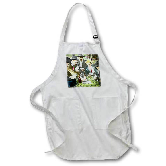 Apron - Vintage Magic Lantern Slide Drinking Buddies at a Card Game 1907 Magic Lantern Slides