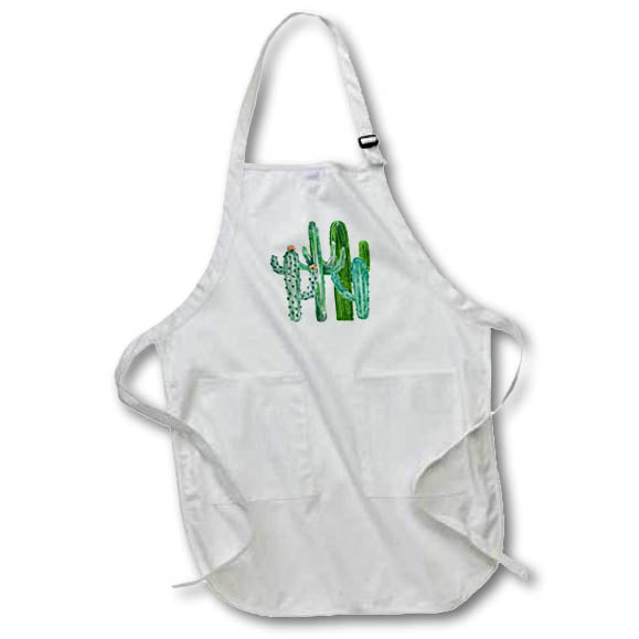 Apron - Watercolor Printed Cactus Design 3dRose - Rosette - Plants