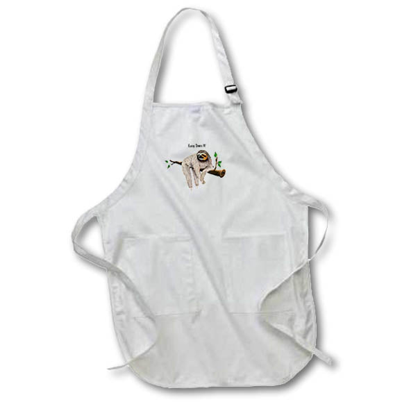 Apron - Easy Does It Text Over A Branch With A Sloth Art - Sloth On A Branch