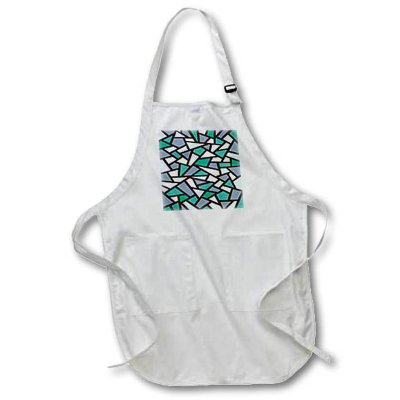 Apron - Black Geometric Abstract Pattern Teal Lilac White Digital Art - Abstract Pattern