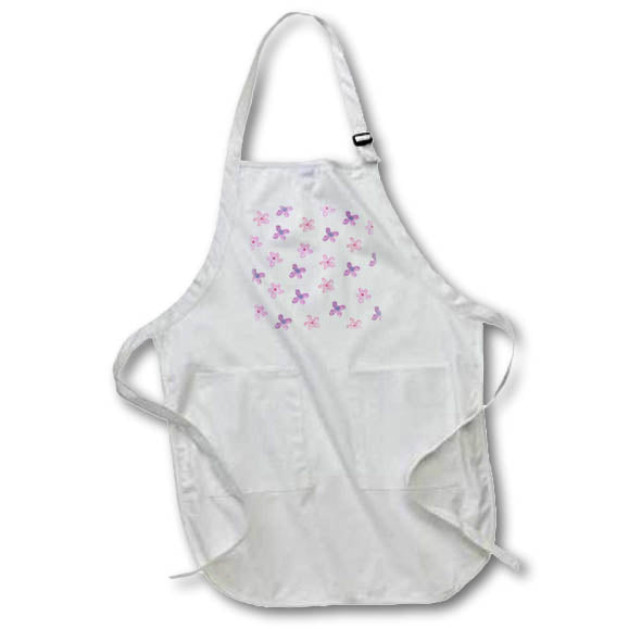 Apron - Printed Pink and Purple Flower 3dRose - Rosette - Pattern Prints