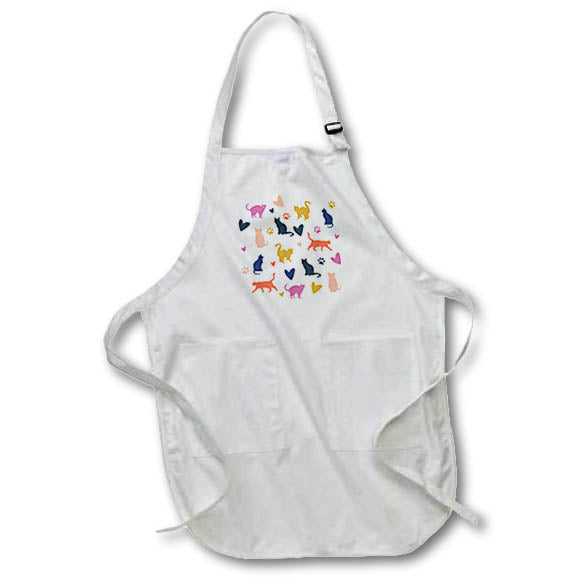 Apron - Printed Colorful Cats 3dRose - Rosette - Pattern Prints
