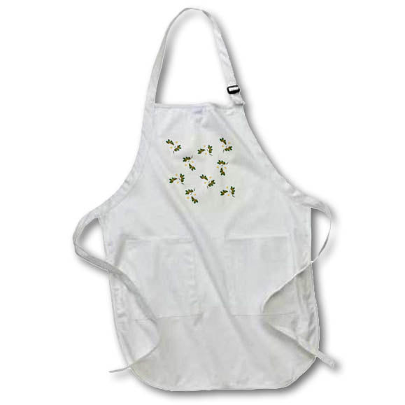 Apron - Printed White Flower with Leaves 3dRose - Rosette - Pattern Prints