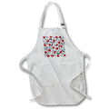 Apron - Pattern of feathers, red roses, white berries, plants on light blue Alexis Design - Pattern Christmas New Year