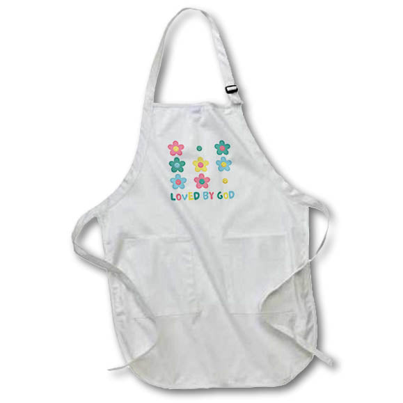 Apron - Loved By God 3dRose - Rosette - Bible Verse