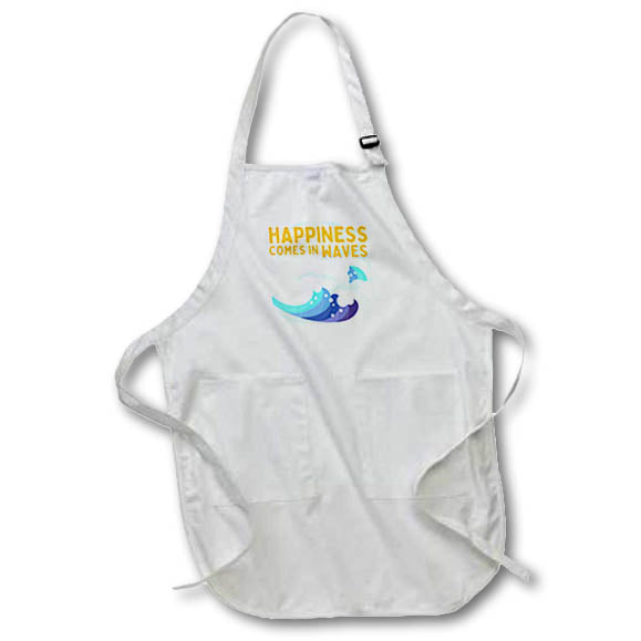 Apron - Happiness Comes in Waves Summer Vibes 3dRose - Rosette - Summer