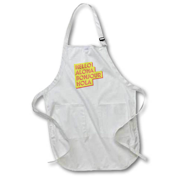 Apron - Hello Aloha Bonjour Hola Summer Vibes 3dRose - Rosette - Summer