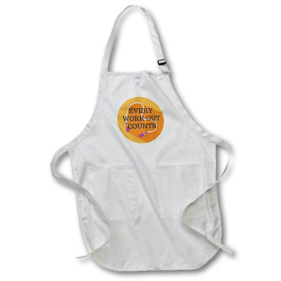 Apron - Every Work Out Counts 3dRose- Work out Inspirational Quotes