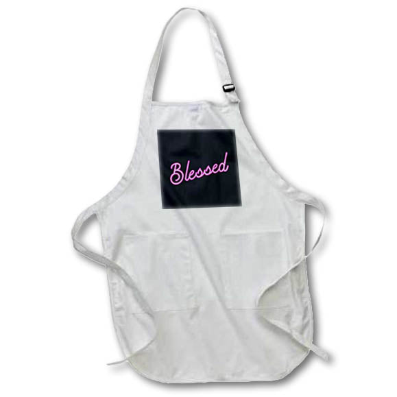 Apron - Neon Pink Blessed 3dRose - Rosette - Bible Verse